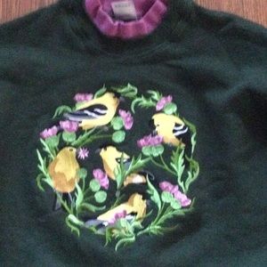 Heavy sweat shirt with embroidery gold finch